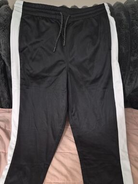 South Pole Men's Black Joggers with White Side Stripes